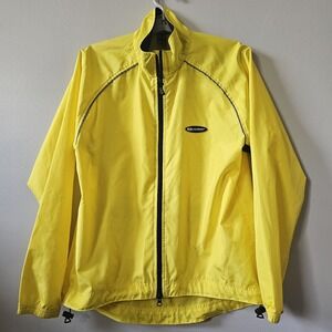 Louis Garneau Cycling Jacket Men's Size Medium Hi Viz Yellow Rain Long‎ Sleeve
